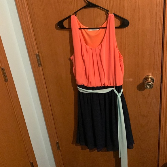 Salmon and blue colored Dress - Picture 1 of 2